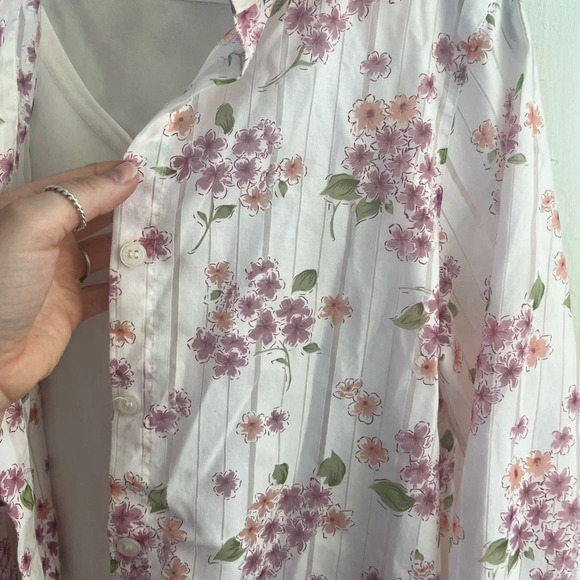 Alfred Dunner Womens Size 6Petite Pink Floral Button Up Blouse Top Spring - Picture 2 of 9